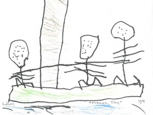 A child’s drawing of of their “favorite drama game” - freeze tag.